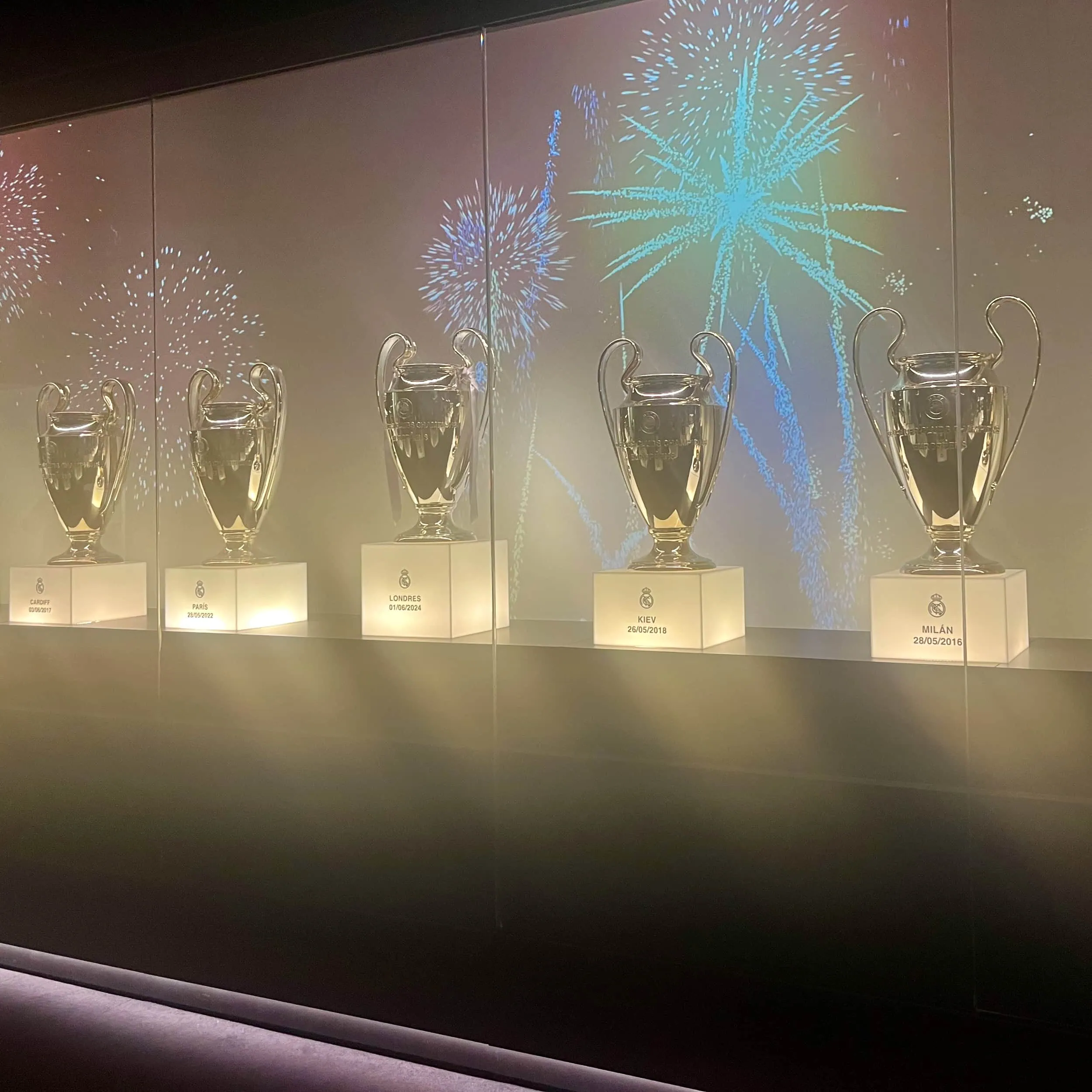 The sporting legacy of Real Madrid, showcased in the iconic trophy room of the Santiago Bernabéu.
